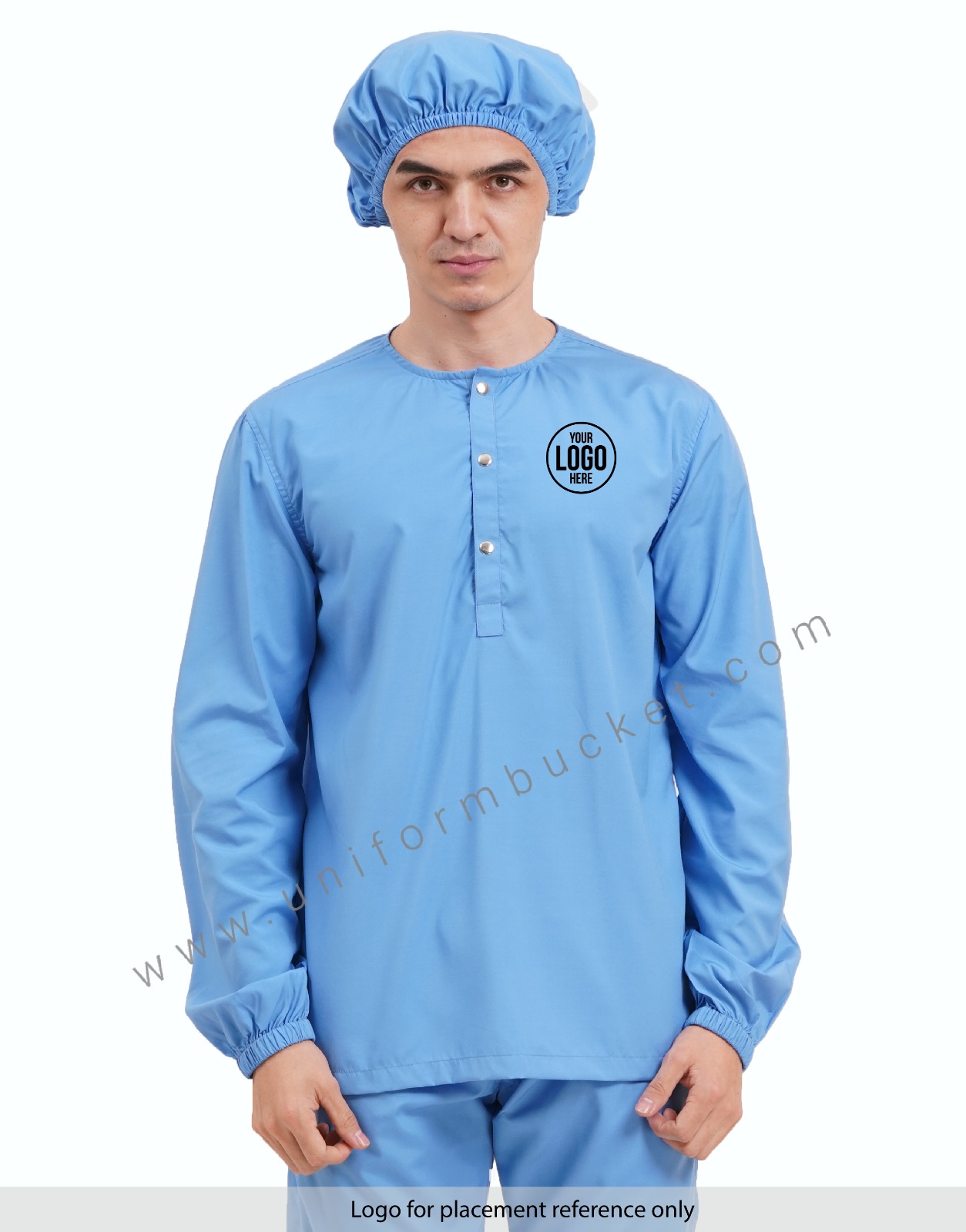FOOD INDUSTRY COMFORTABLE SKY BLUE SHIRT WITH ADJUSTABLE ROUND CAP view 1